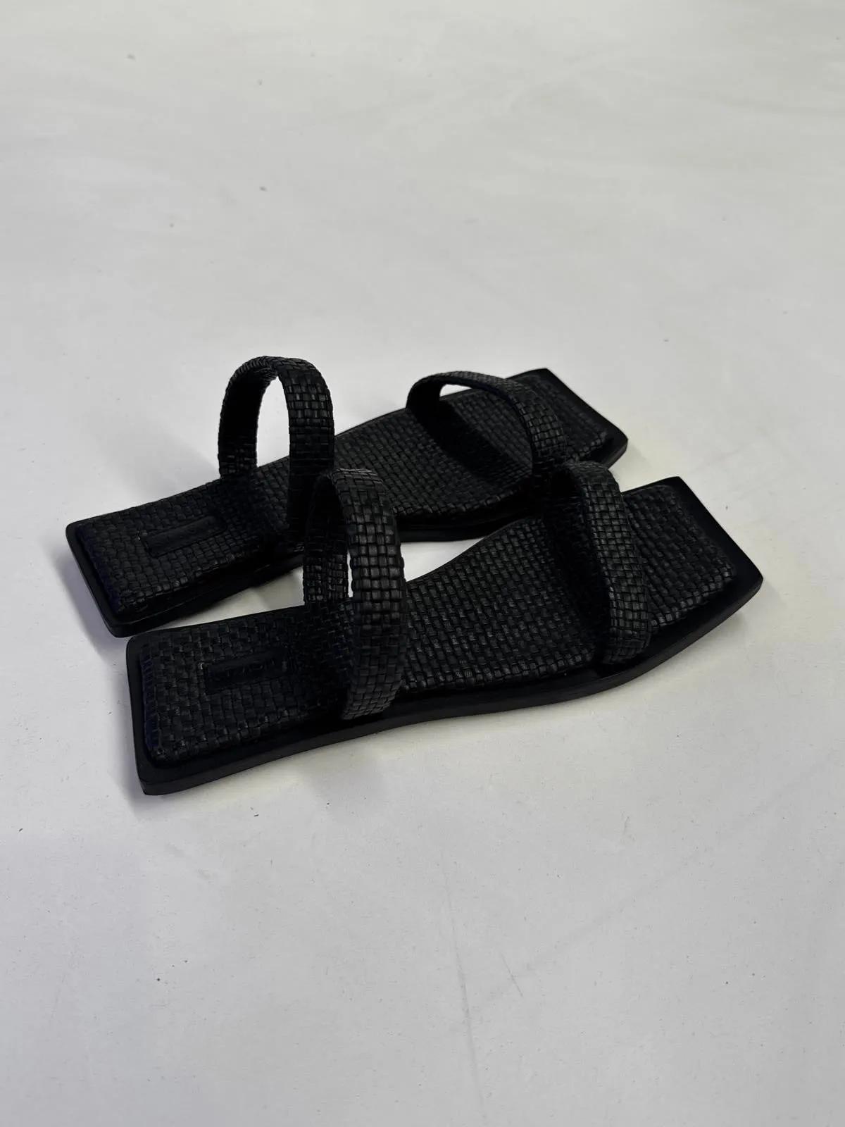 ST. AGNI Woven Two Strap Slide - Black