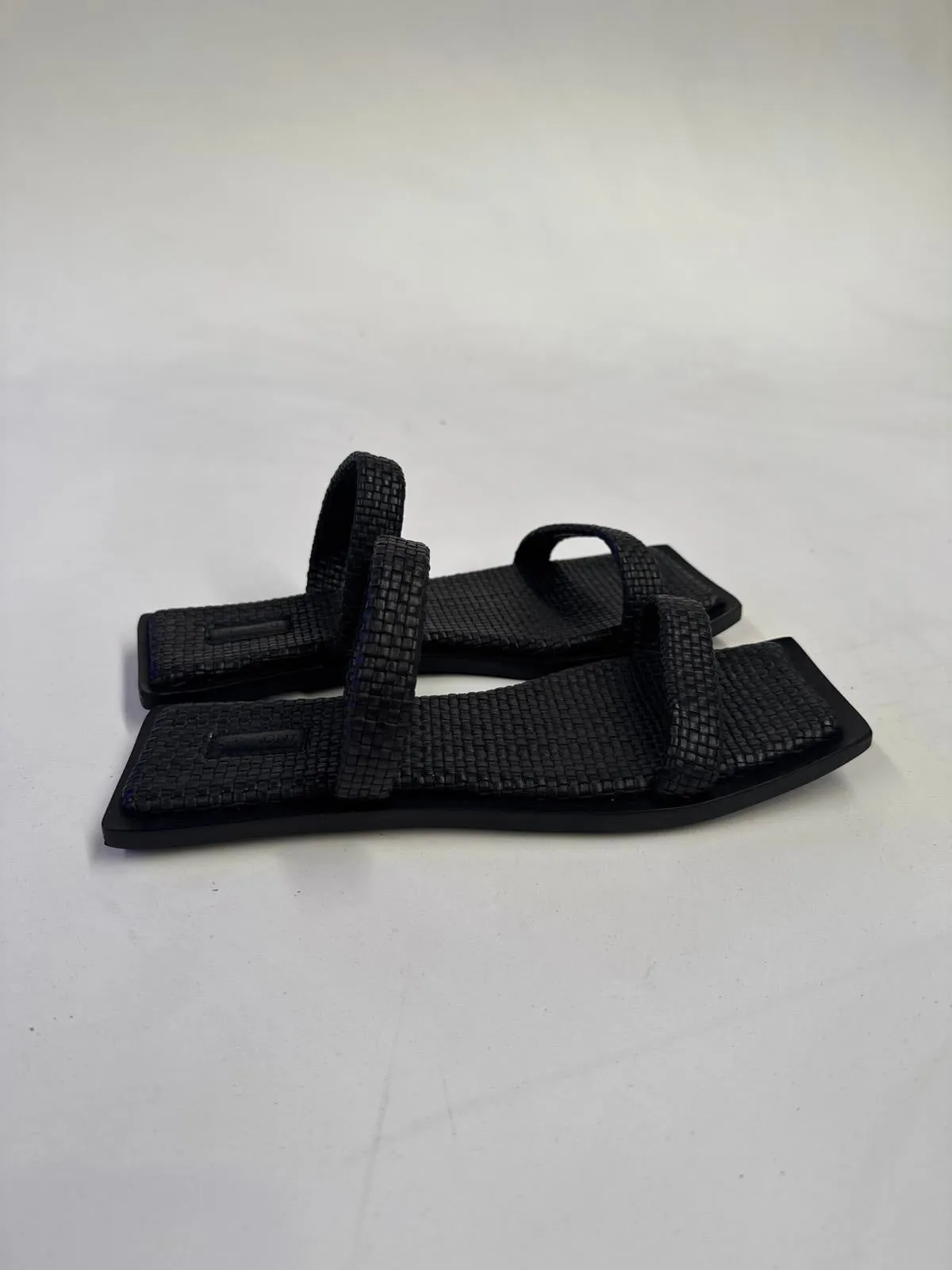 ST. AGNI Woven Two Strap Slide - Black