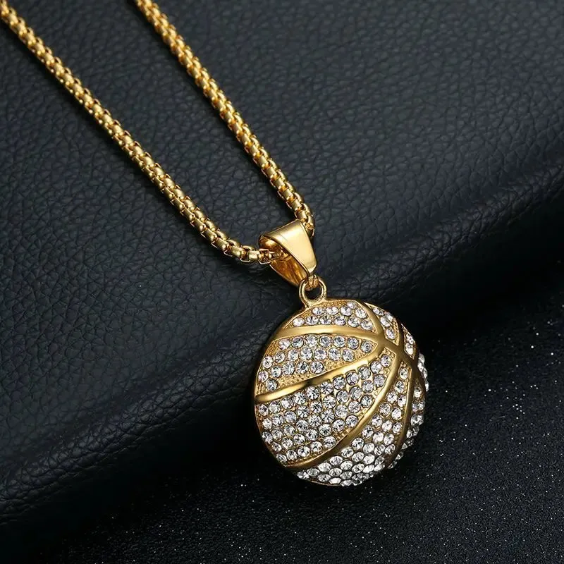 Stainless Steel Titanium Basketball Pendant Necklace - Hip Hop Sports Jewelry Gift for Men, Women, Boyfriends, and Fans