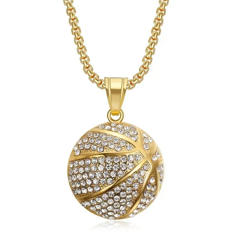 Stainless Steel Titanium Basketball Pendant Necklace - Hip Hop Sports Jewelry Gift for Men, Women, Boyfriends, and Fans