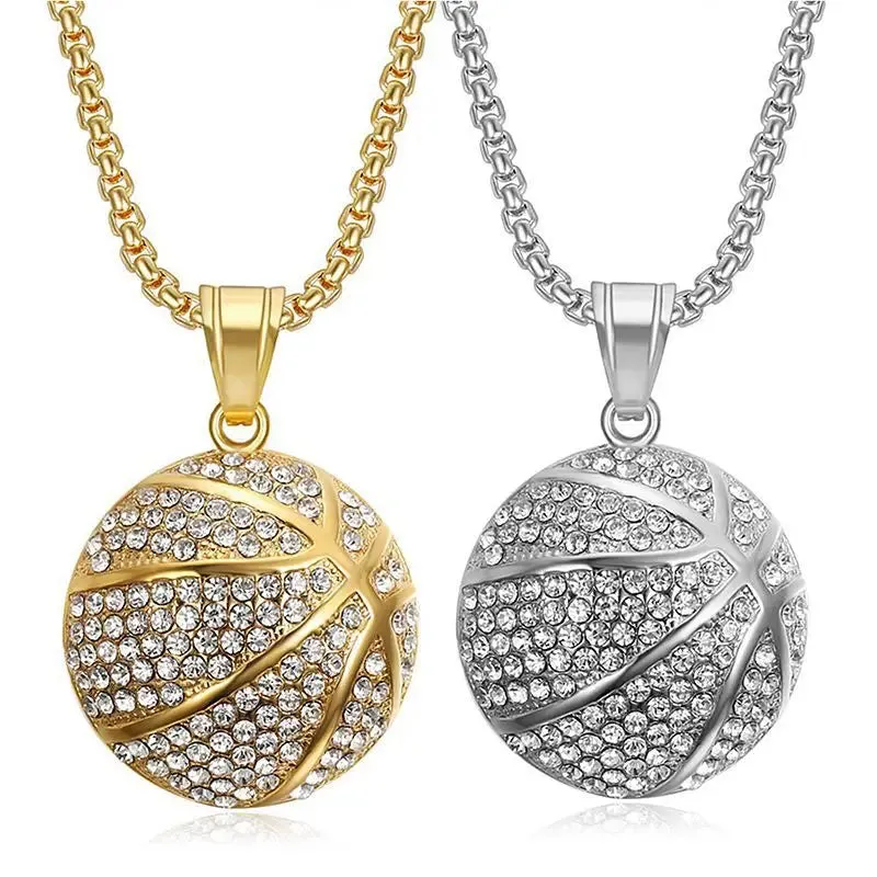 Stainless Steel Titanium Basketball Pendant Necklace - Hip Hop Sports Jewelry Gift for Men, Women, Boyfriends, and Fans