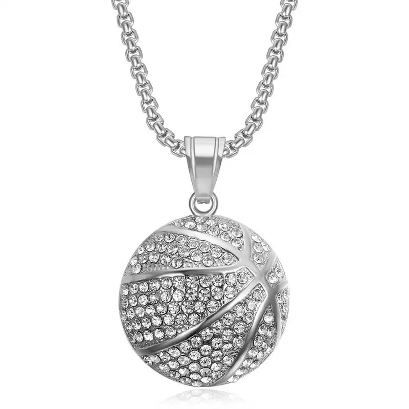 Stainless Steel Titanium Basketball Pendant Necklace - Hip Hop Sports Jewelry Gift for Men, Women, Boyfriends, and Fans