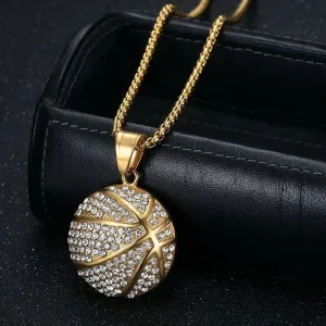 Stainless Steel Titanium Basketball Pendant Necklace - Hip Hop Sports Jewelry Gift for Men, Women, Boyfriends, and Fans