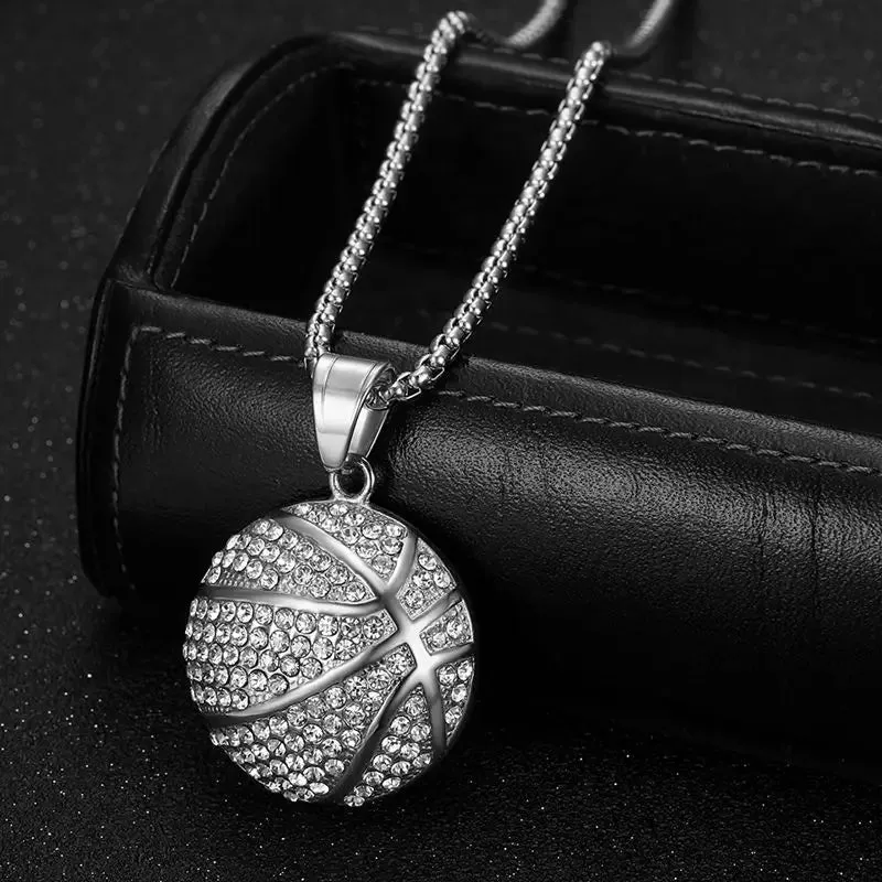 Stainless Steel Titanium Basketball Pendant Necklace - Hip Hop Sports Jewelry Gift for Men, Women, Boyfriends, and Fans