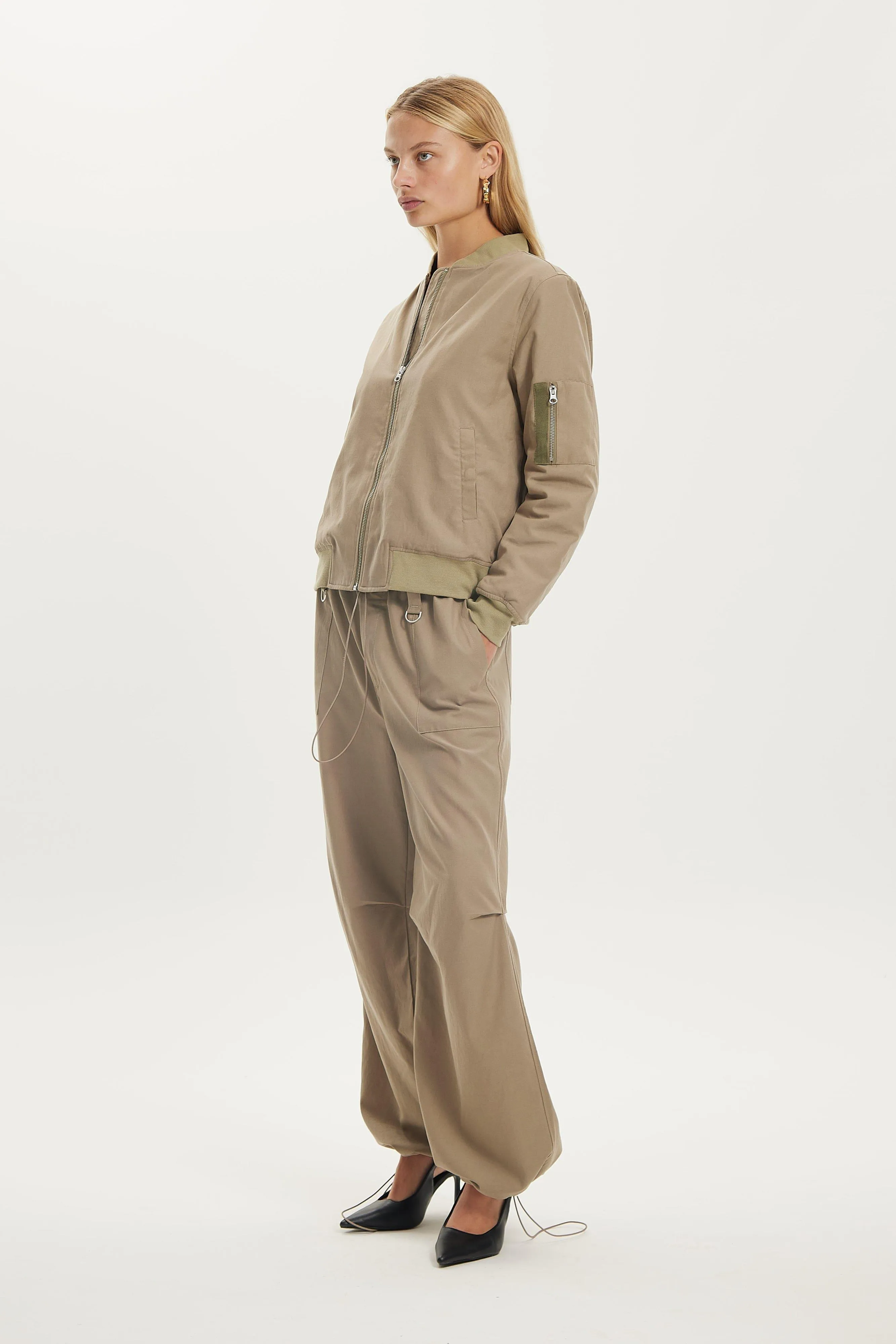 STREETWISE OVERSIZED BOMBER JACKET | STONE