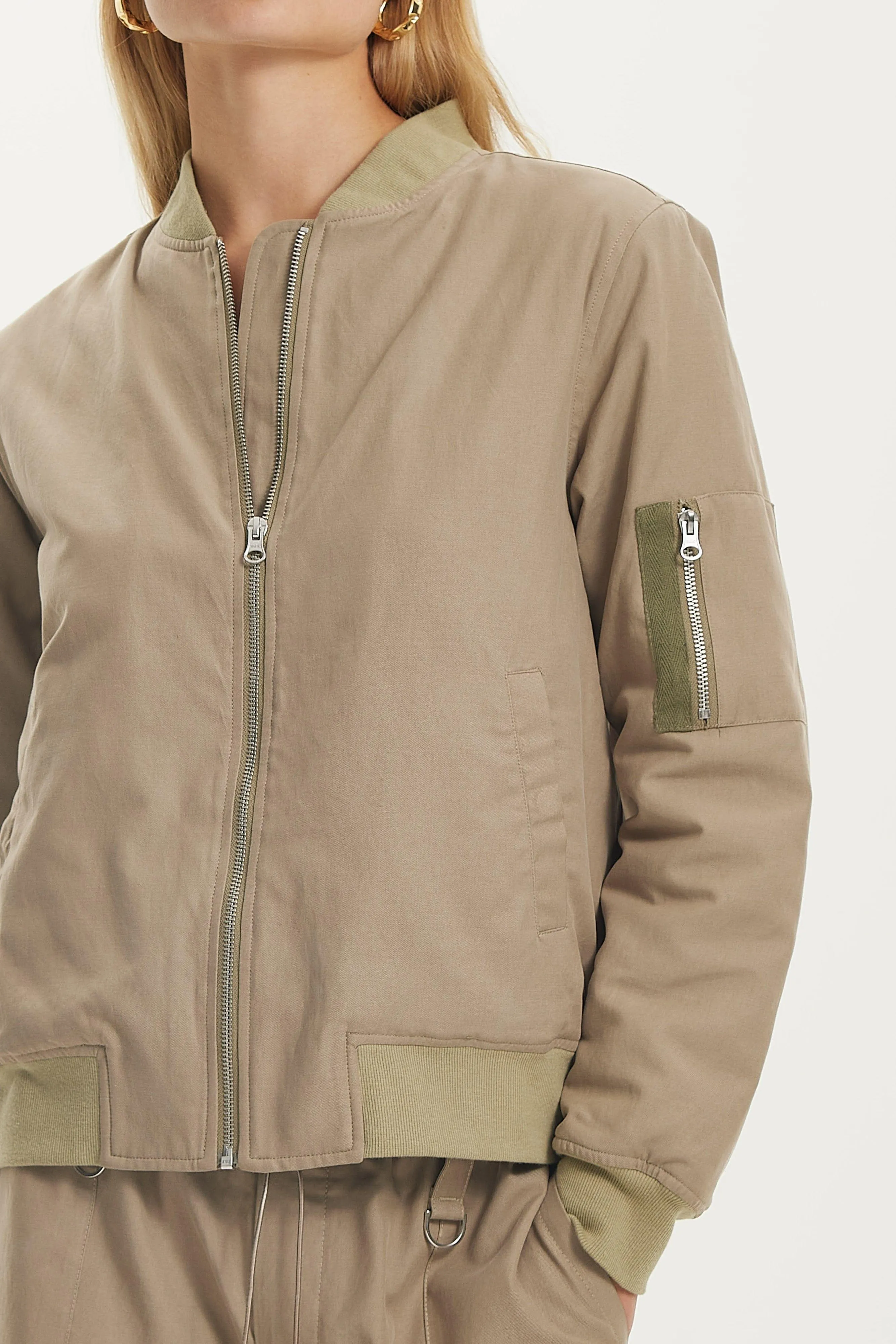 STREETWISE OVERSIZED BOMBER JACKET | STONE