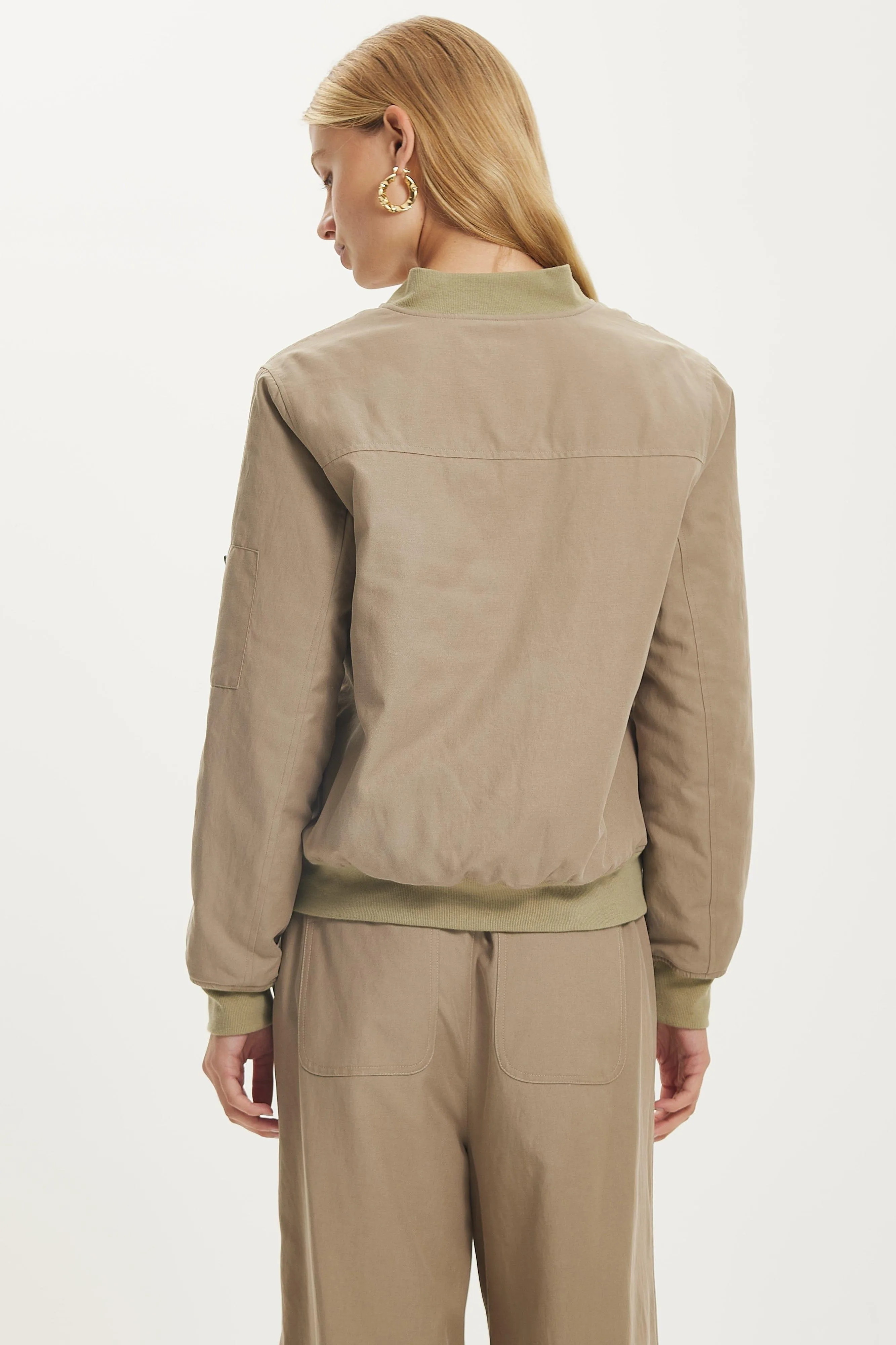 STREETWISE OVERSIZED BOMBER JACKET | STONE