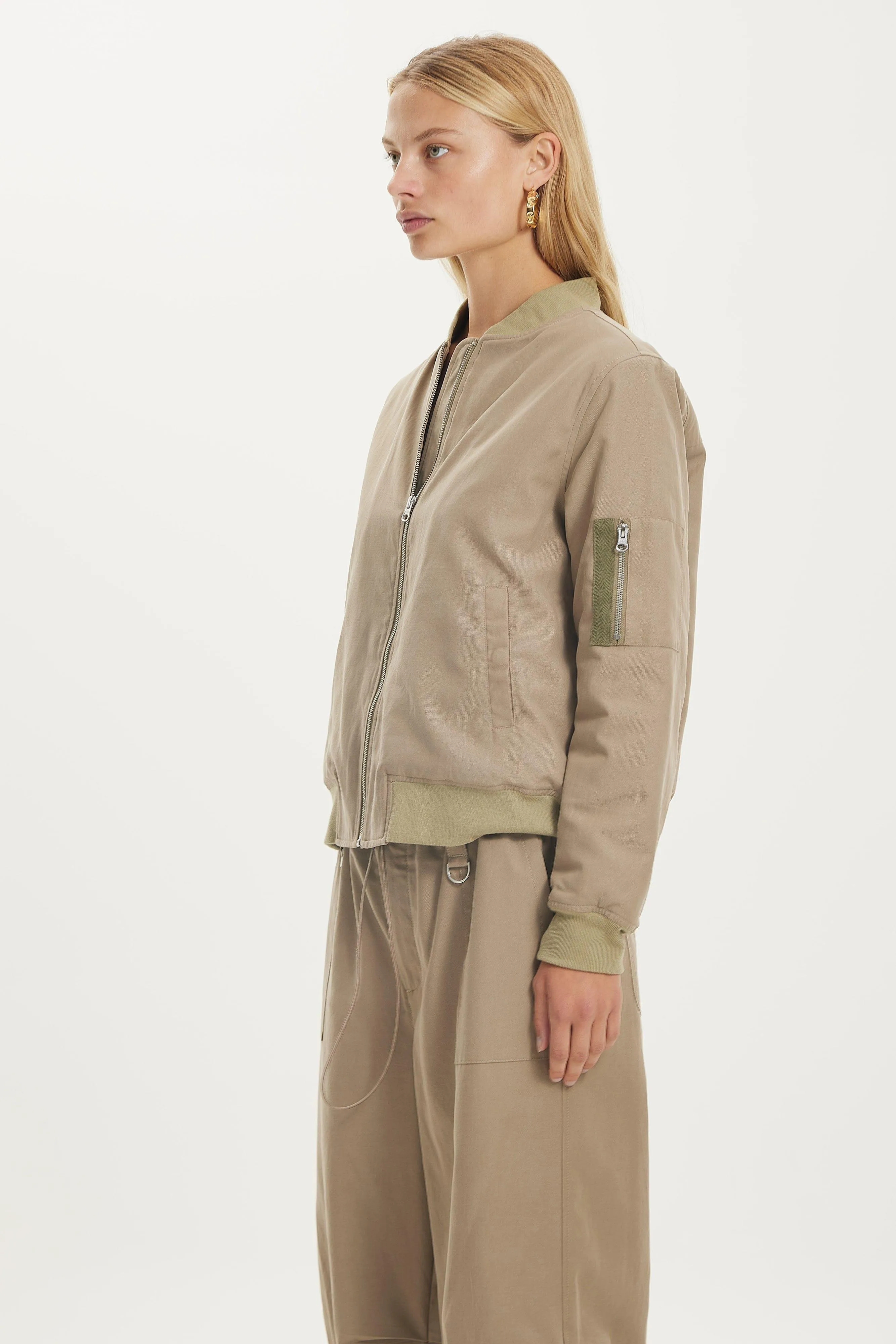 STREETWISE OVERSIZED BOMBER JACKET | STONE