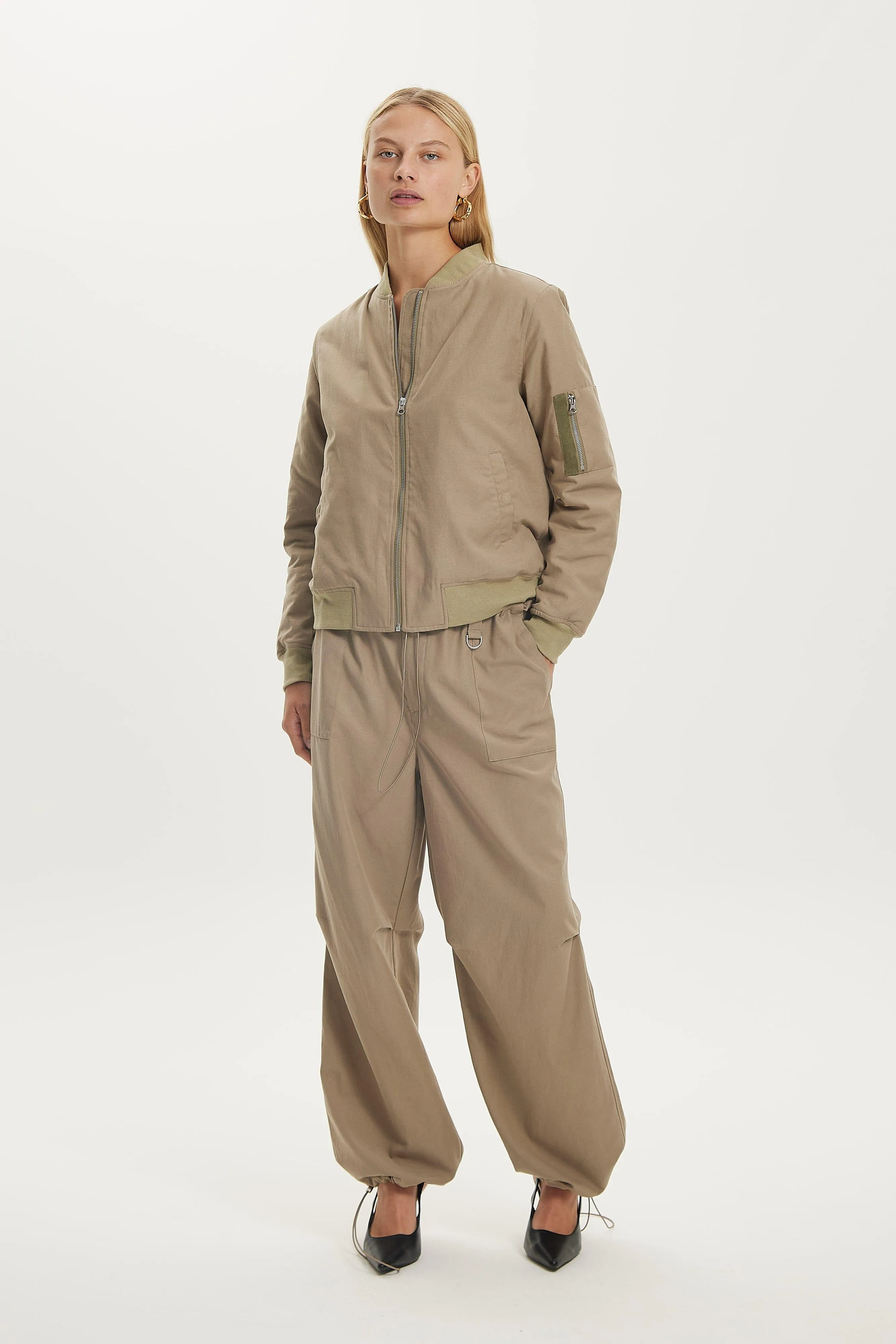 STREETWISE OVERSIZED BOMBER JACKET | STONE