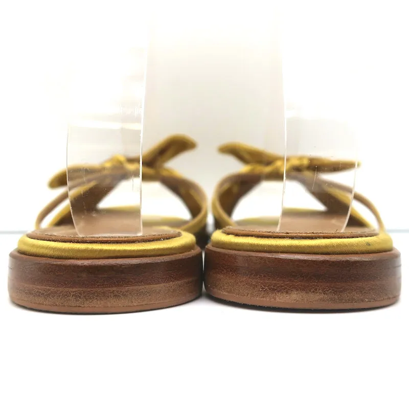 The Row April Bow Slide Sandals Yellow Satin Size 38