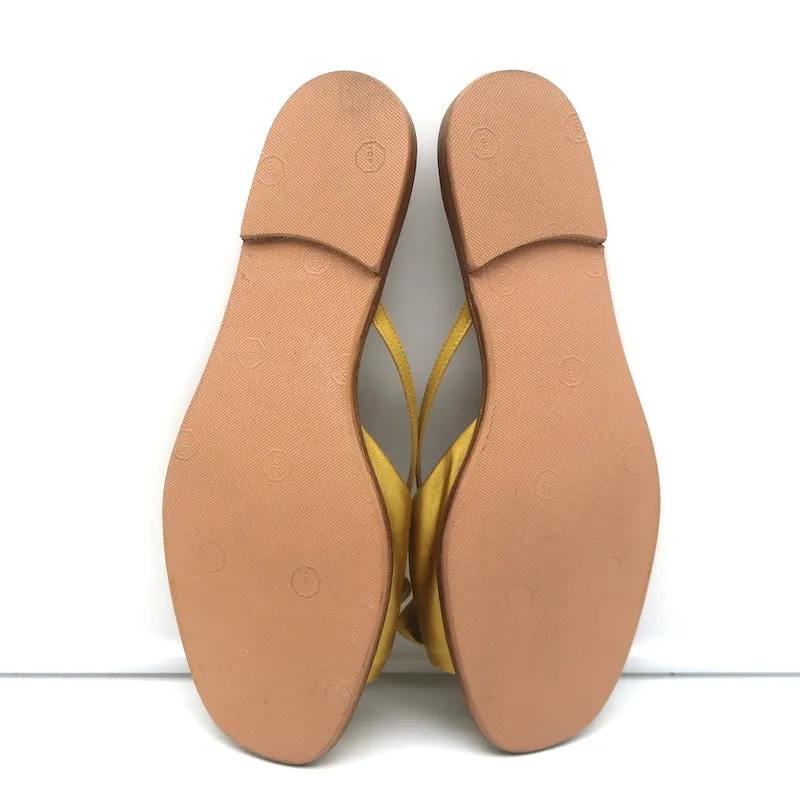 The Row April Bow Slide Sandals Yellow Satin Size 38