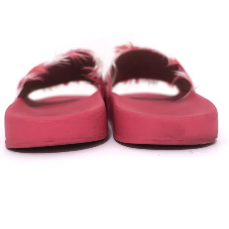 Valentino Feather Pool Slide Sandals Pink/White Size 37