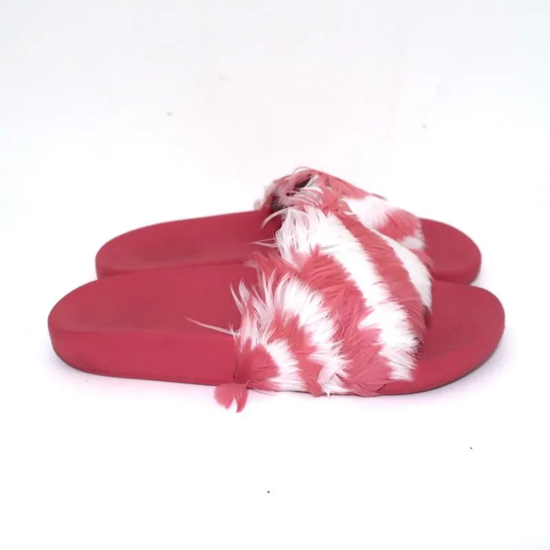 Valentino Feather Pool Slide Sandals Pink/White Size 37