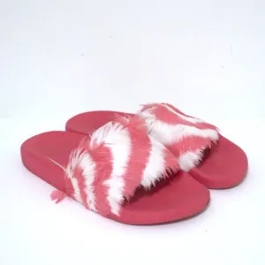 Valentino Feather Pool Slide Sandals Pink/White Size 37