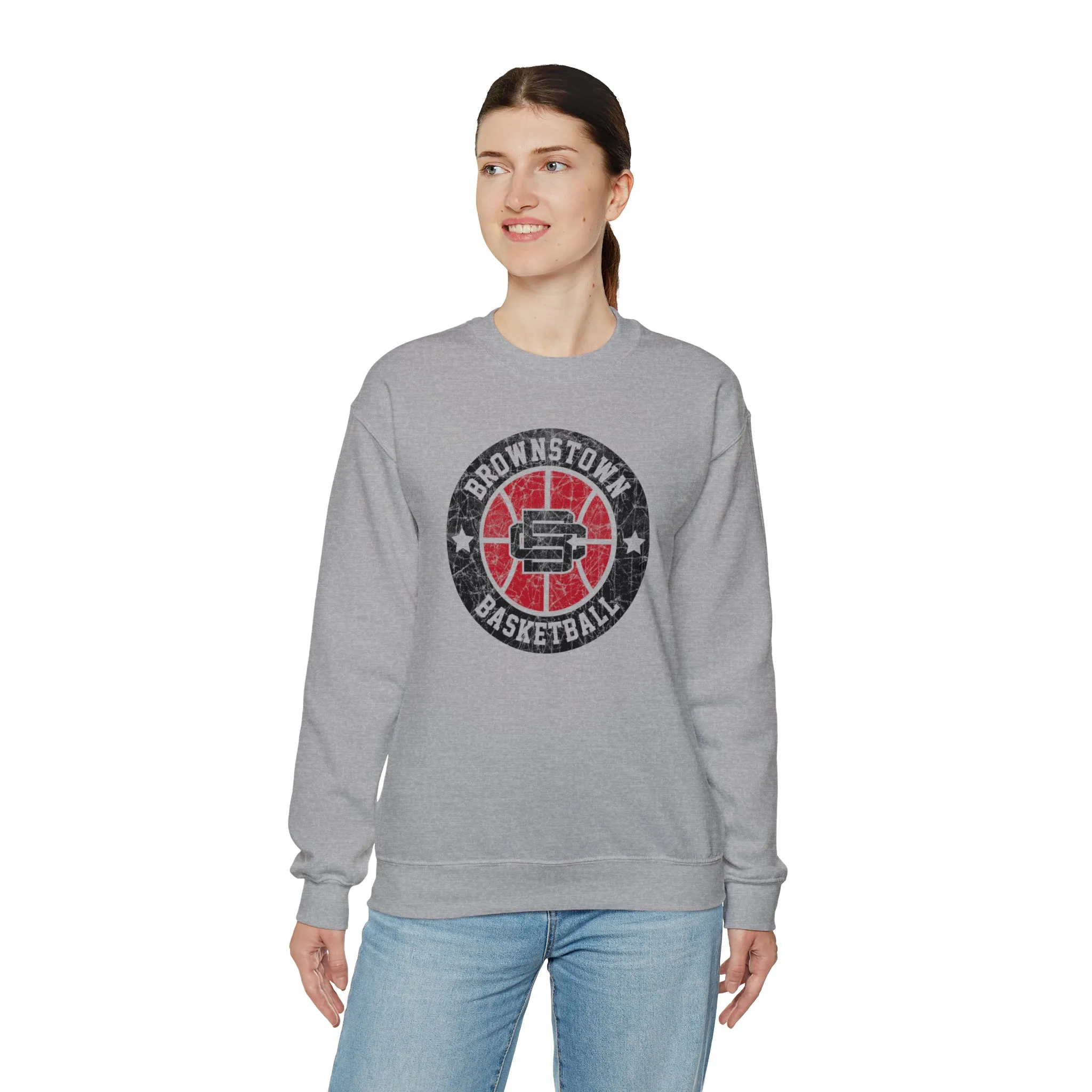 Vintage Brownstown Basketball Unisex Heavy Blend™ Crewneck Sweatshirt