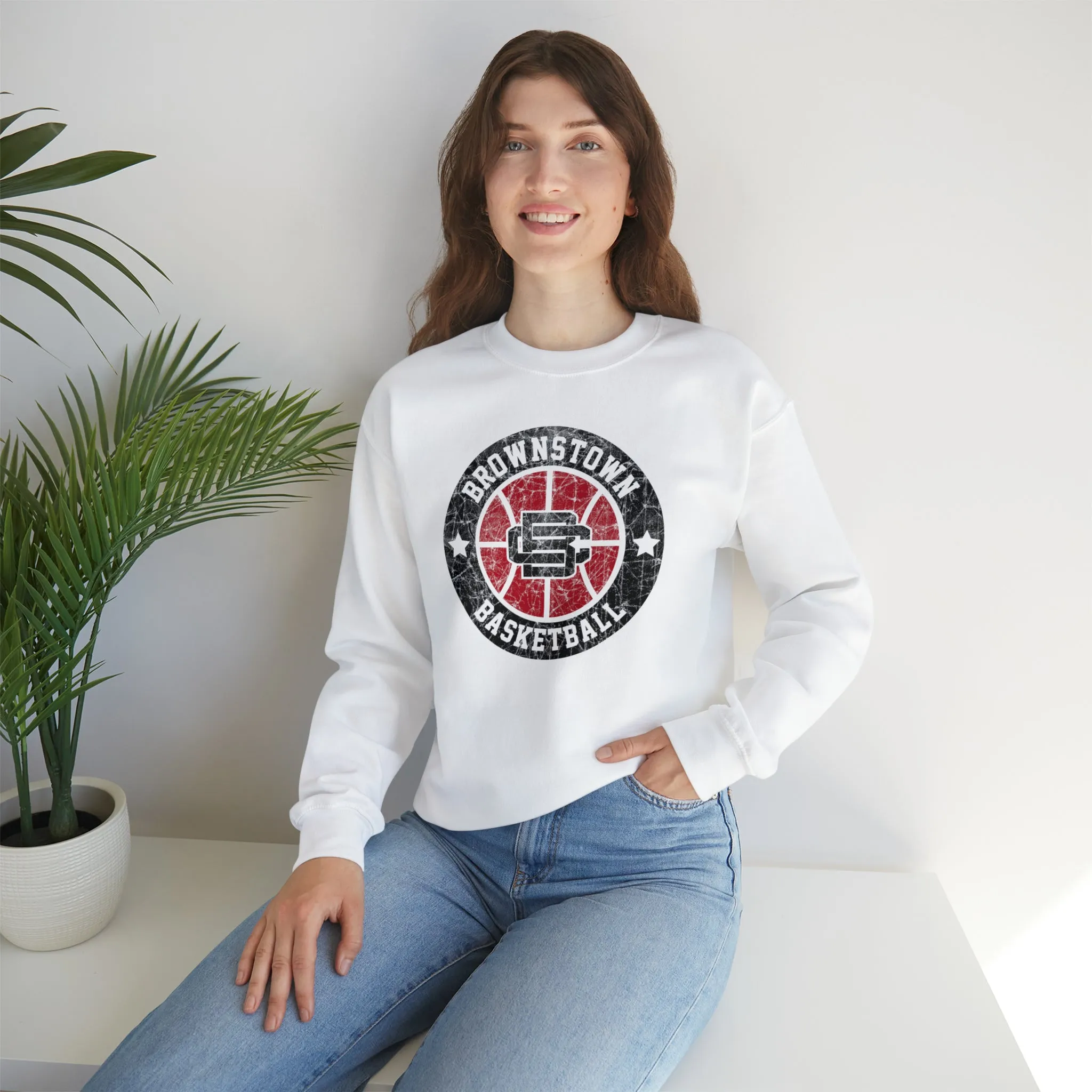 Vintage Brownstown Basketball Unisex Heavy Blend™ Crewneck Sweatshirt