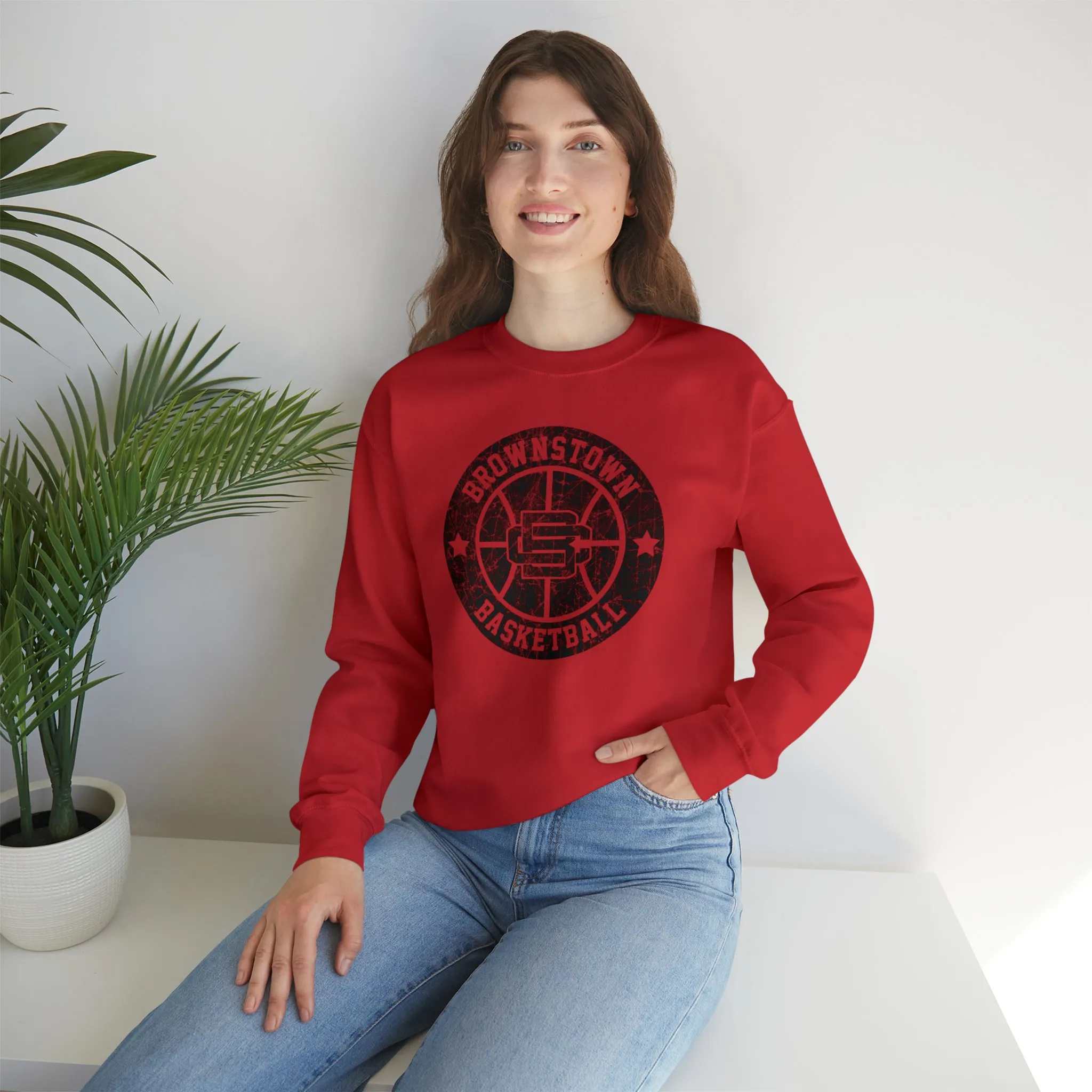 Vintage Brownstown Basketball Unisex Heavy Blend™ Crewneck Sweatshirt