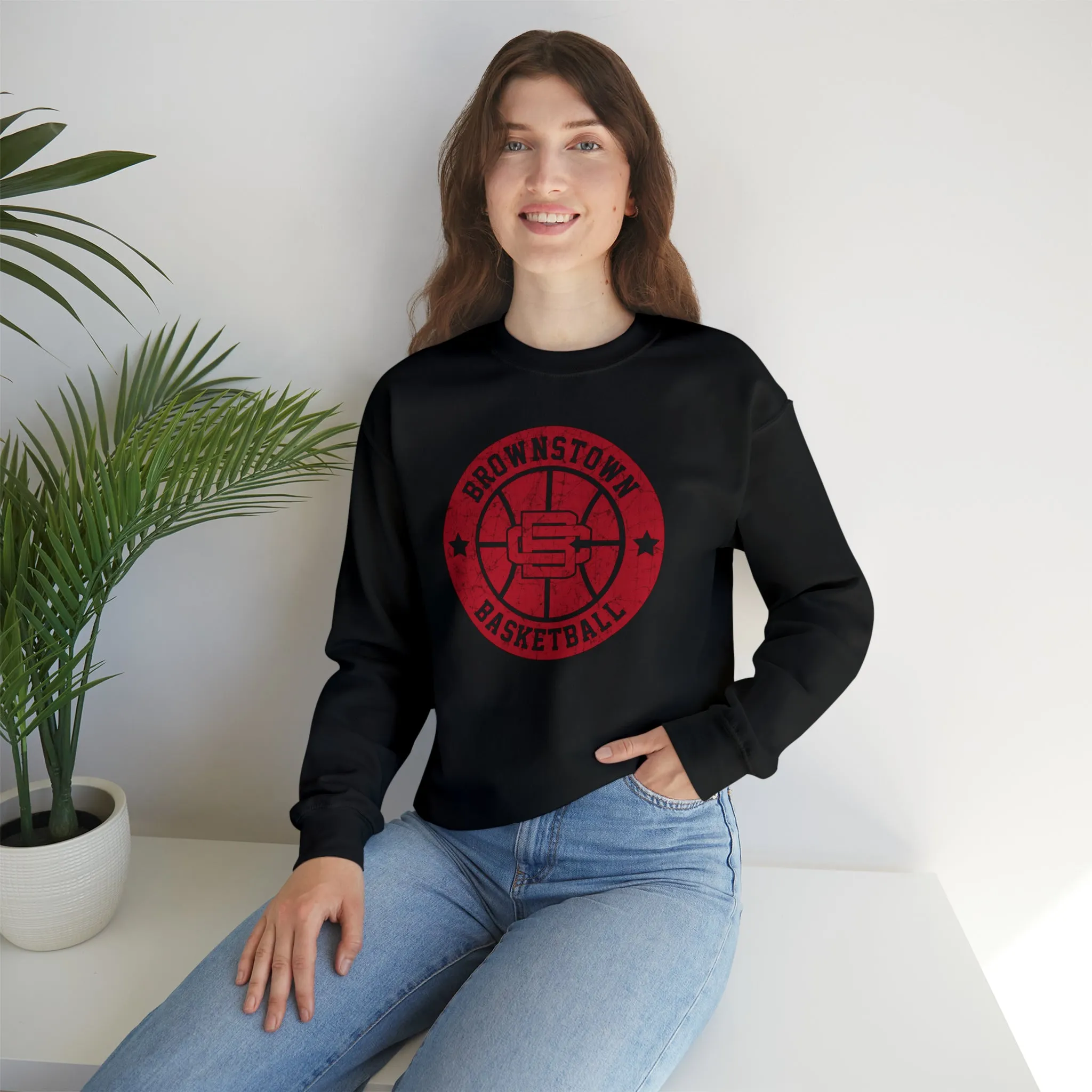 Vintage Brownstown Basketball Unisex Heavy Blend™ Crewneck Sweatshirt