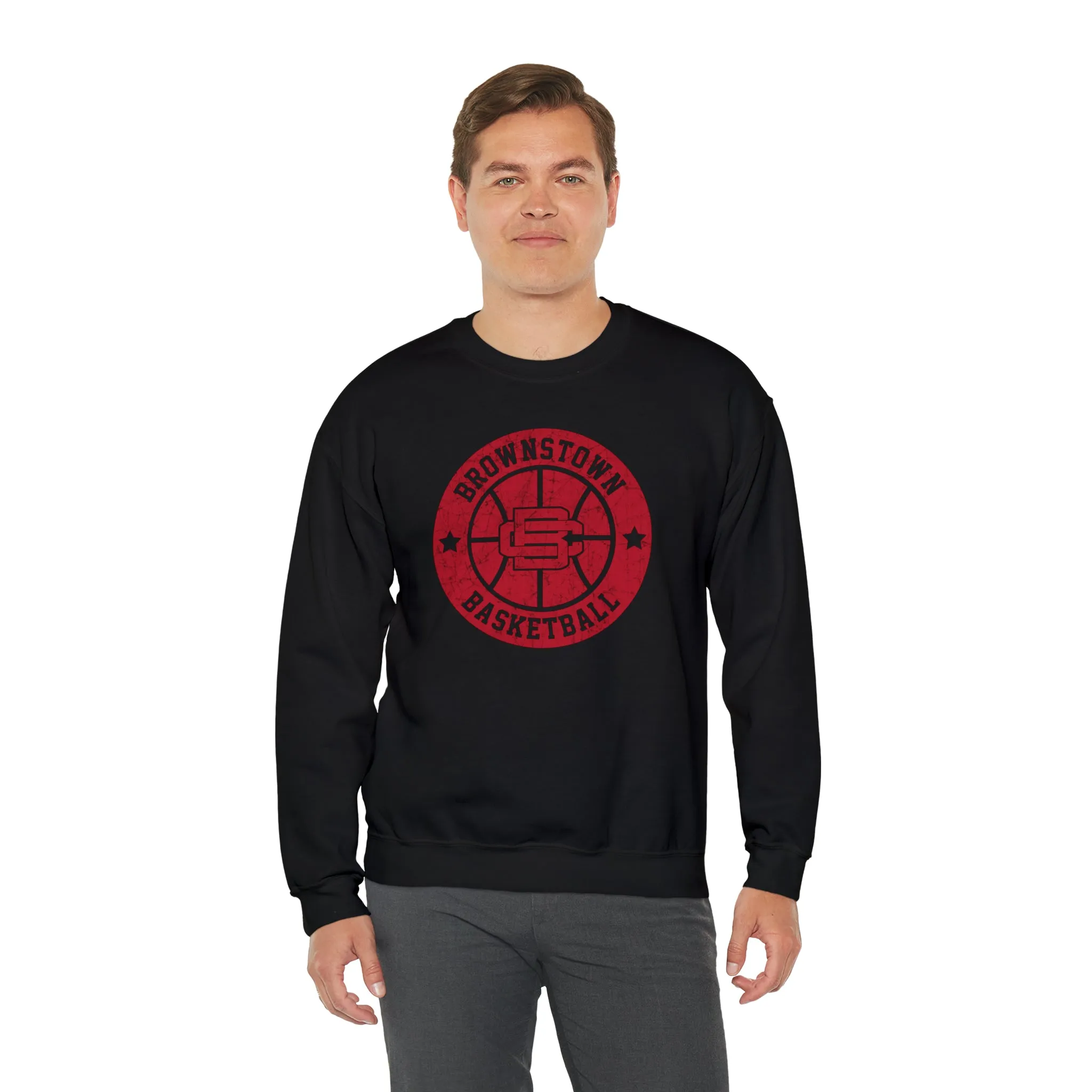 Vintage Brownstown Basketball Unisex Heavy Blend™ Crewneck Sweatshirt