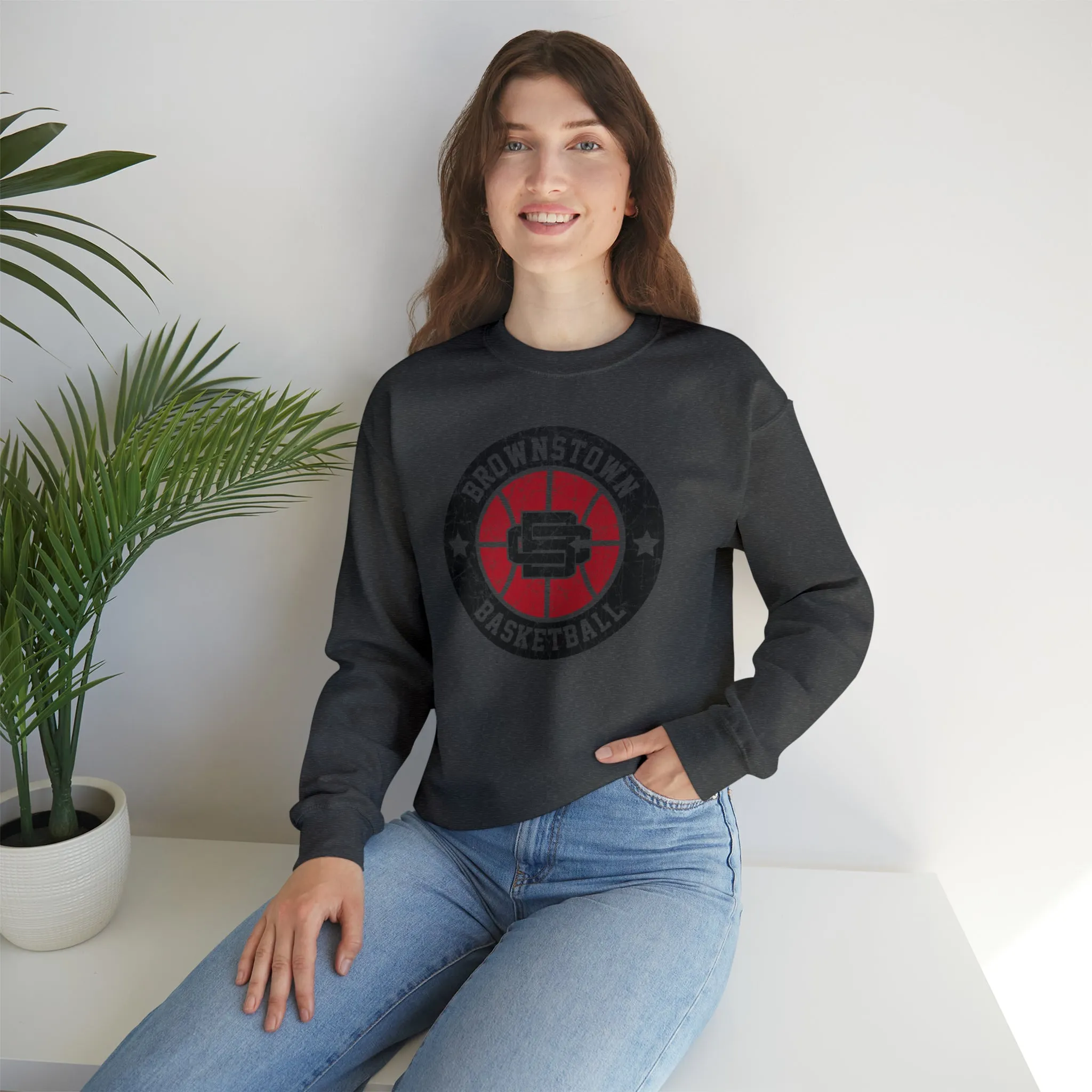 Vintage Brownstown Basketball Unisex Heavy Blend™ Crewneck Sweatshirt