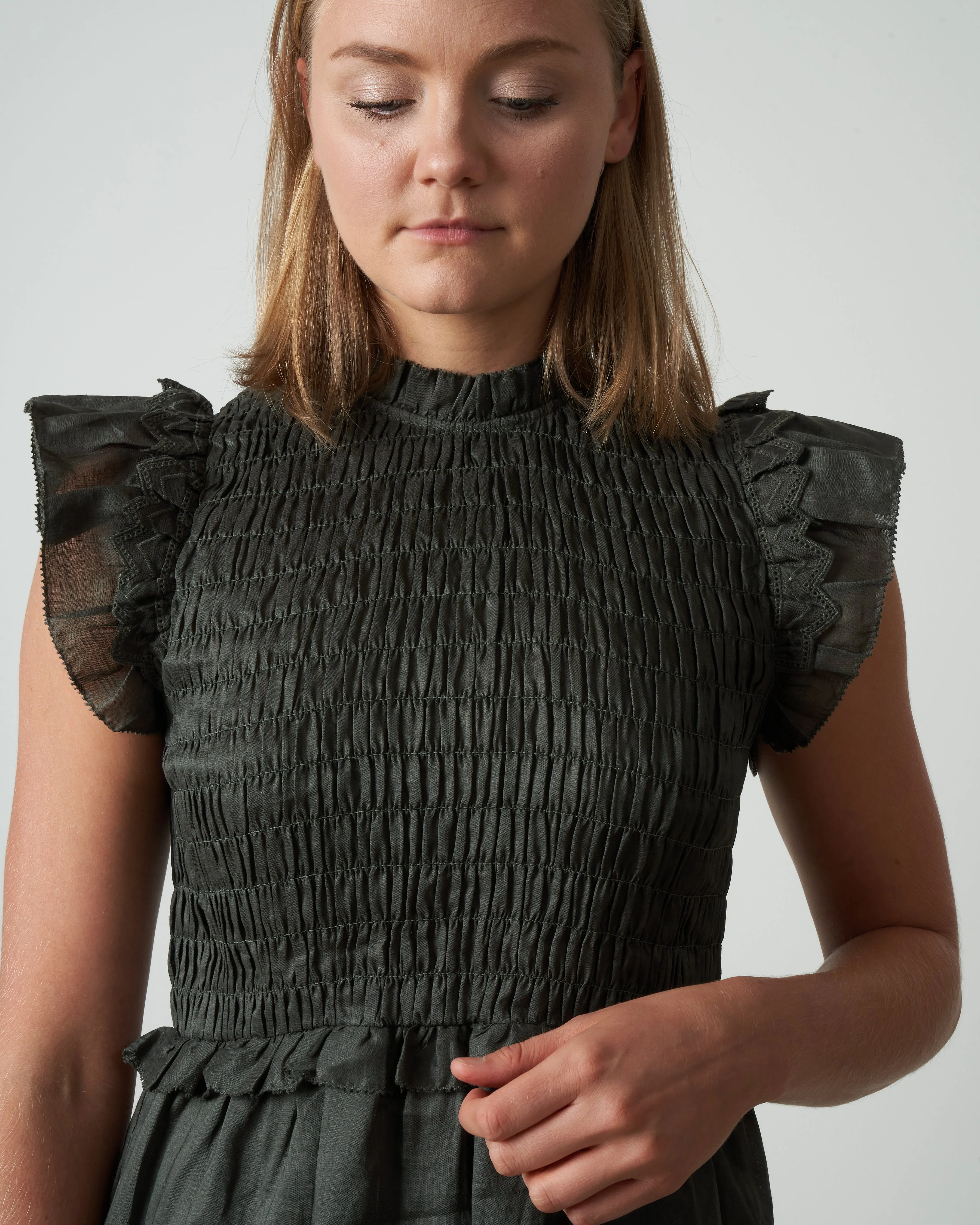 zig zag flutter sleeve dress - ivy